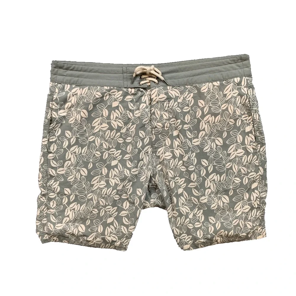 Faherty Board Shorts Mens 34 Herb Ivory Classic Avellanas Linerless Beach Surf